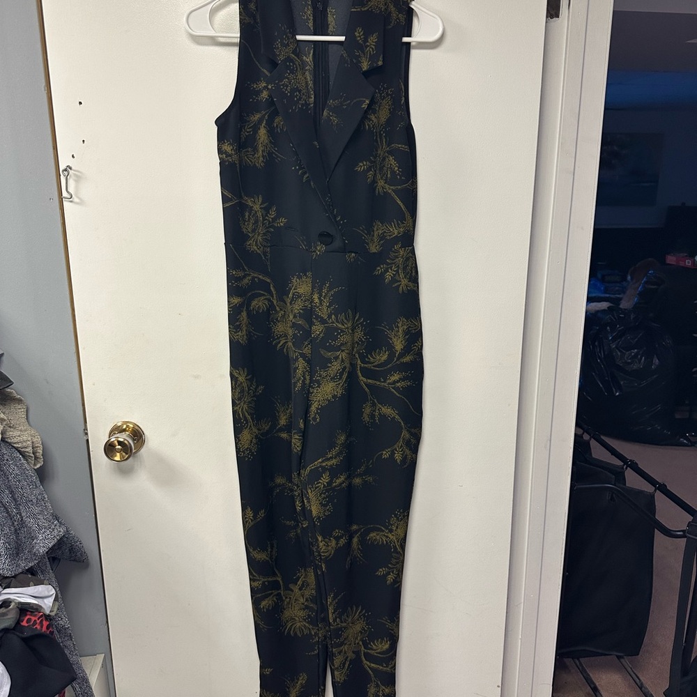 Black and Gold Patterned Jumpsuit